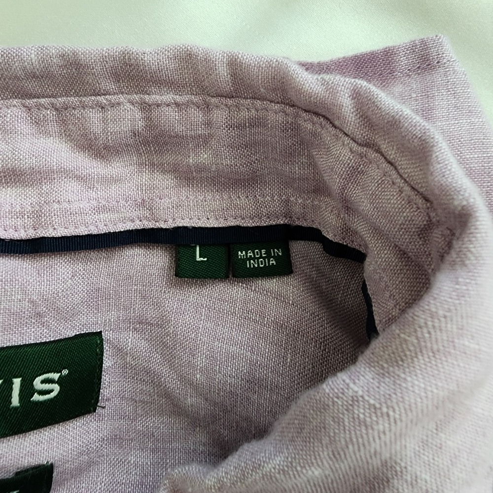 Orvis Mens Lavender 100% Linen Short Sleeve Button Down Shirt Classic Fit L - Picture 5 of 7
